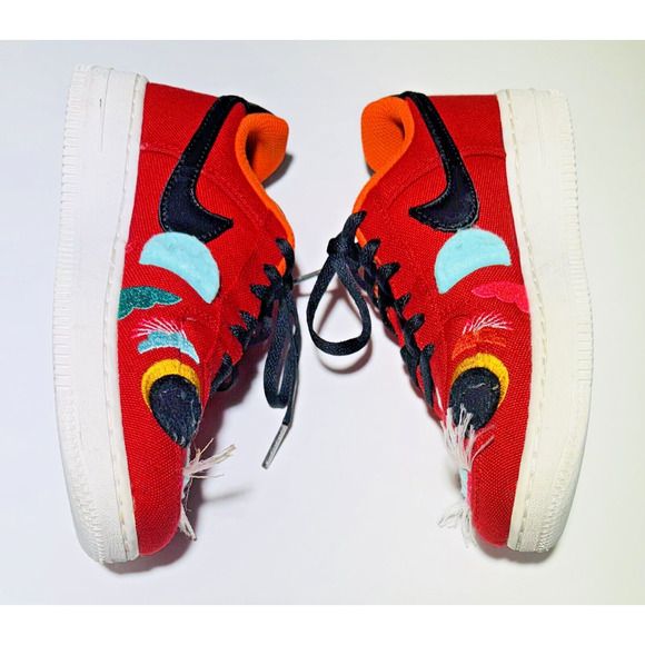 Nike Air Force One LV8 LOW CHINESE NEW YEAR RED, BLACK, ORANGE, YOUTH SIZE 1.5 - Picture 10 of 12